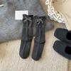Ladies Autumn Winter Warm Polka Dot Heel Bow Sleep Mid Tube Pile Socks