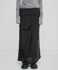 Peulleeoeob Asymmetrical Draped Long Skirt (Fl-263_Black)