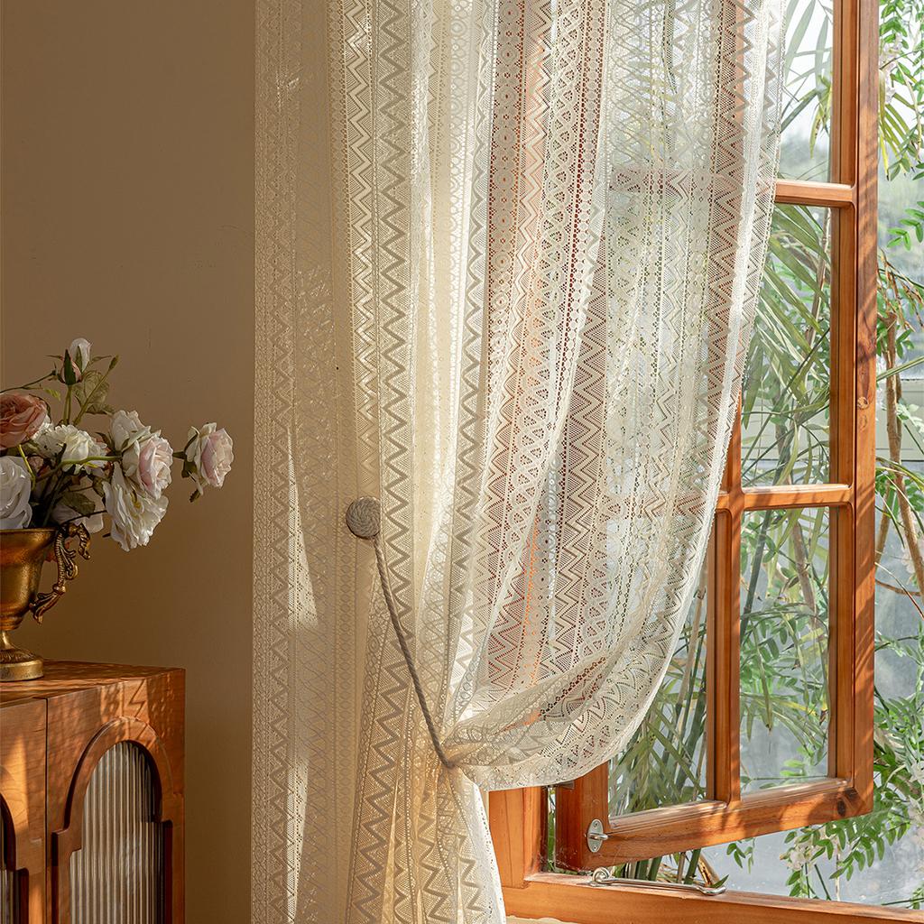 Lace Perforated Curtains Warp Knitted Lace Finished Curtains