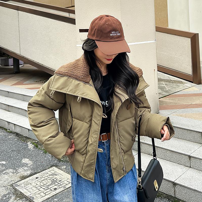 2025 new down cotton jacket, women's winter short versatile design padded jacket, thickened loose padded jacket, Korean version jacket