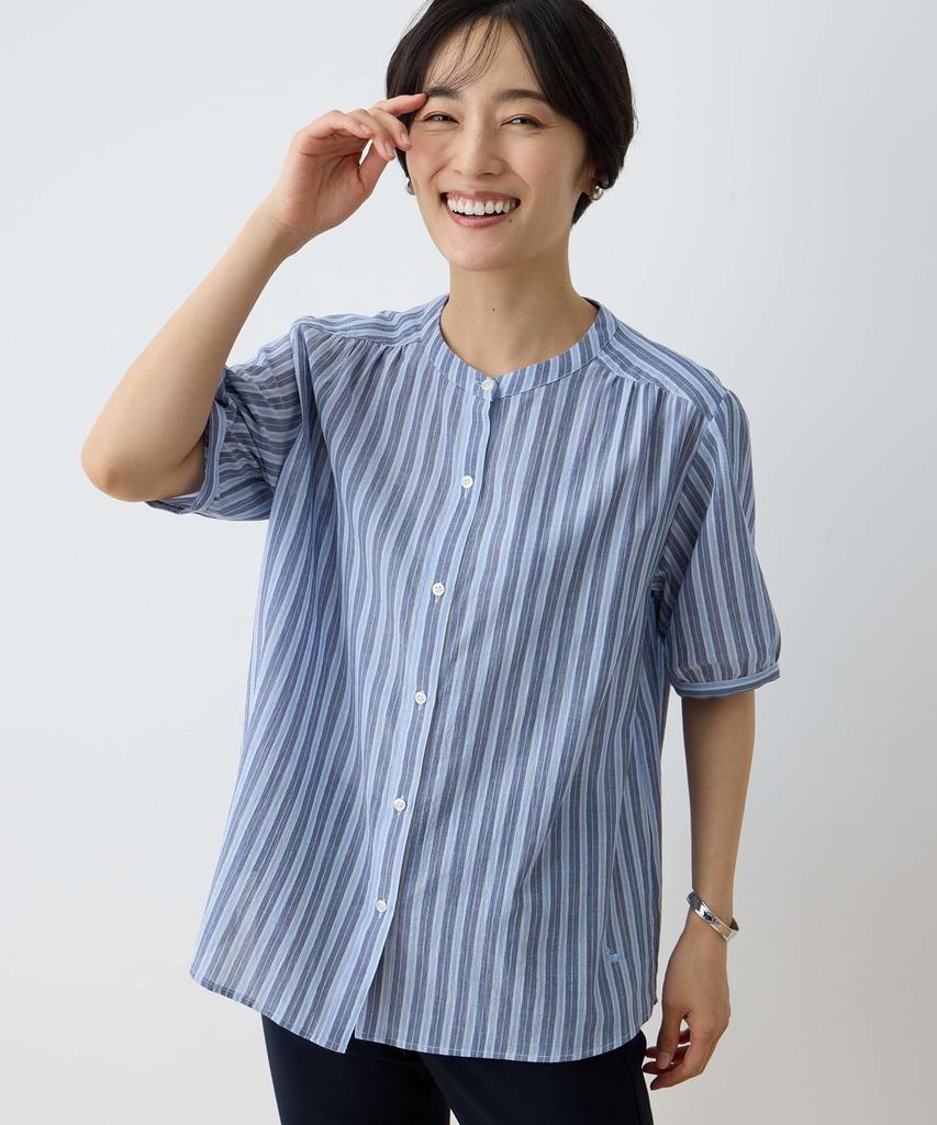 DECOY Organic Cotton Striped Blue Women's Blouse, 493049,