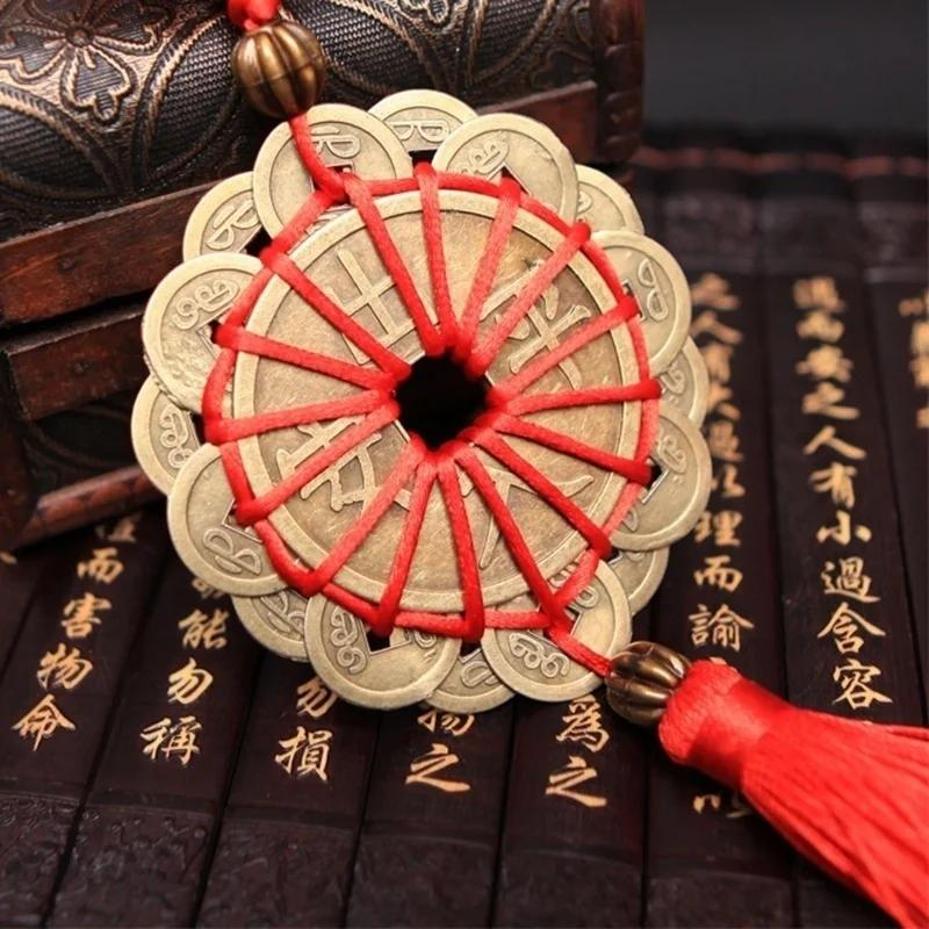 1 Pcs Feng Shui Mystic Knot Chinese Lucky Coins Wall Hanging Home Decor Wealth Career Health Cures Lucky Charm Amulet