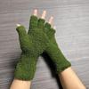 Solid Color Knitted Gloves Coral Fleece Warm Gloves Cozy Half Finger Gloves  Unisex