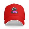 Pink Race Car with Checkered Flag Baseball Cap fashionable Bobble Hat Girl Mens