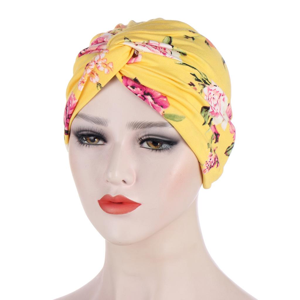 Floral Twist Leopard Print Headscarf Hat