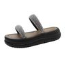 New rhinestone feeling wind 2025 shit muffin fairy sandals slippers female summer wear double belt stepping on thick bottom one-word drag