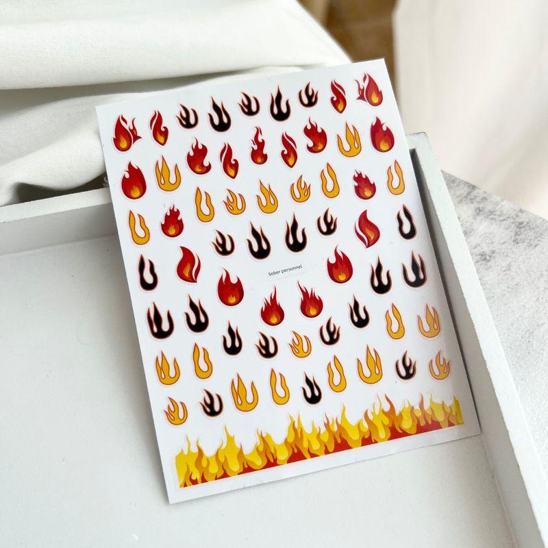 

Flame Boys and Girls Couple Gender-Free Nail Stickers Asymmetrical Orange Red Black Flame