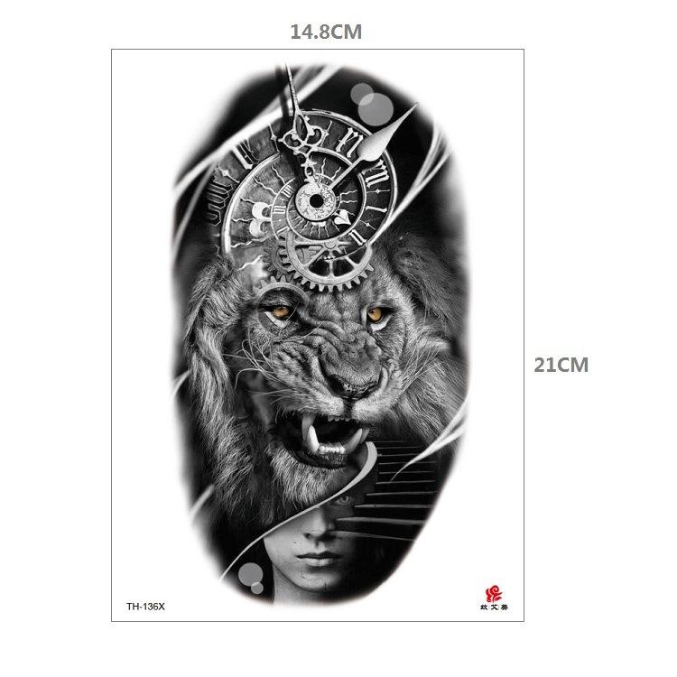 Tiger Tattoo Sticker Half Arm Lion Large Pattern Water Transfer Amazon Set