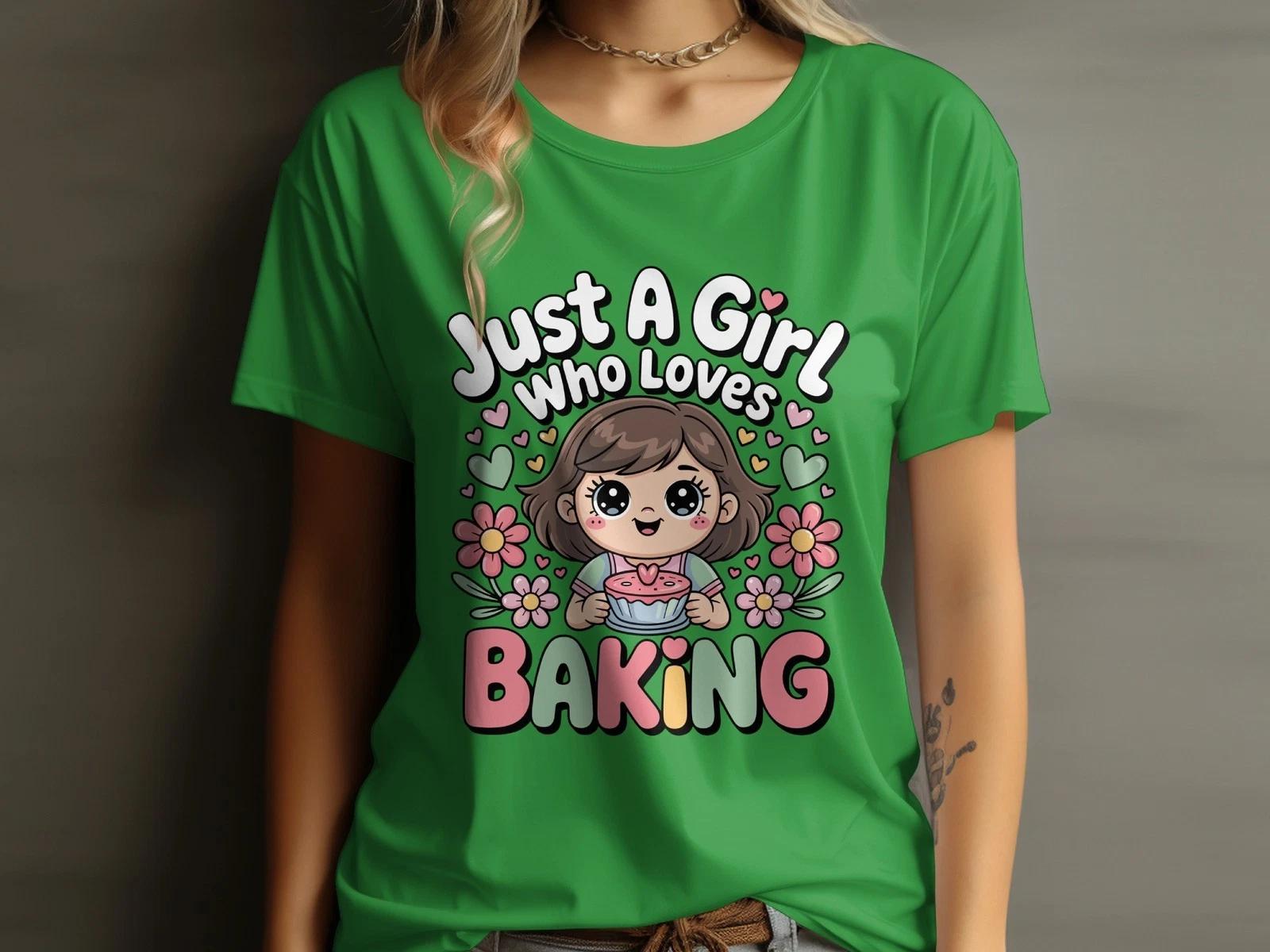 Just A Girl Who Loves Baking T Shirt, Baker Girl T Shirt, Cute Girl Baking Tee, S