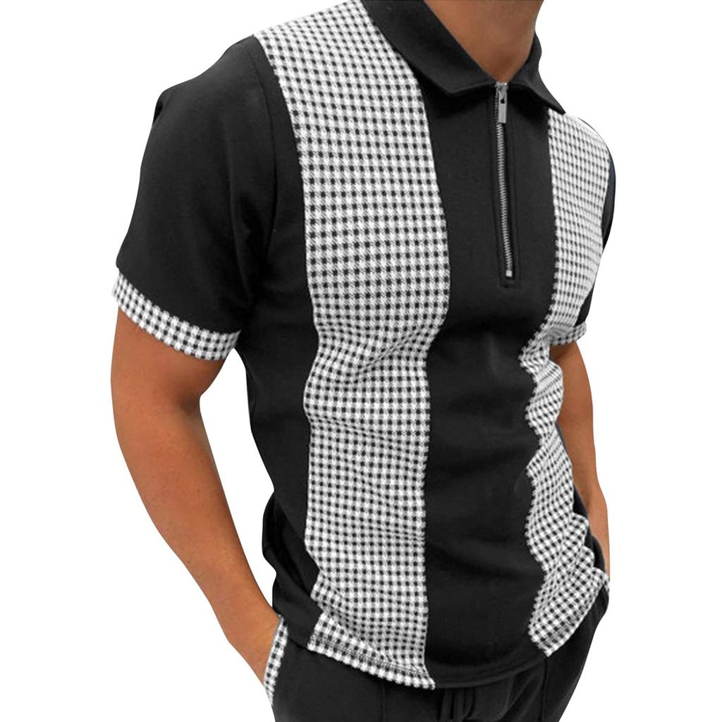 Men's Shirt Golf Shirt Retro Color Contrast Outdoor Street Short Sleeves Button-Down Print Clothing Apparel Fashion Designer Casual Breathable