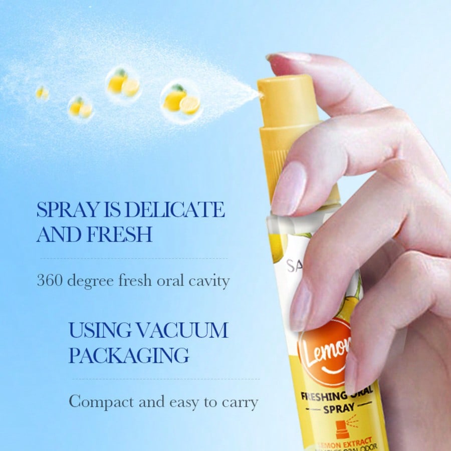 Lemon/Mint/Peach Breath Freshener Oral Spray For Eliminating Bad Breath,Fruit Flavored Mouth Freshen
