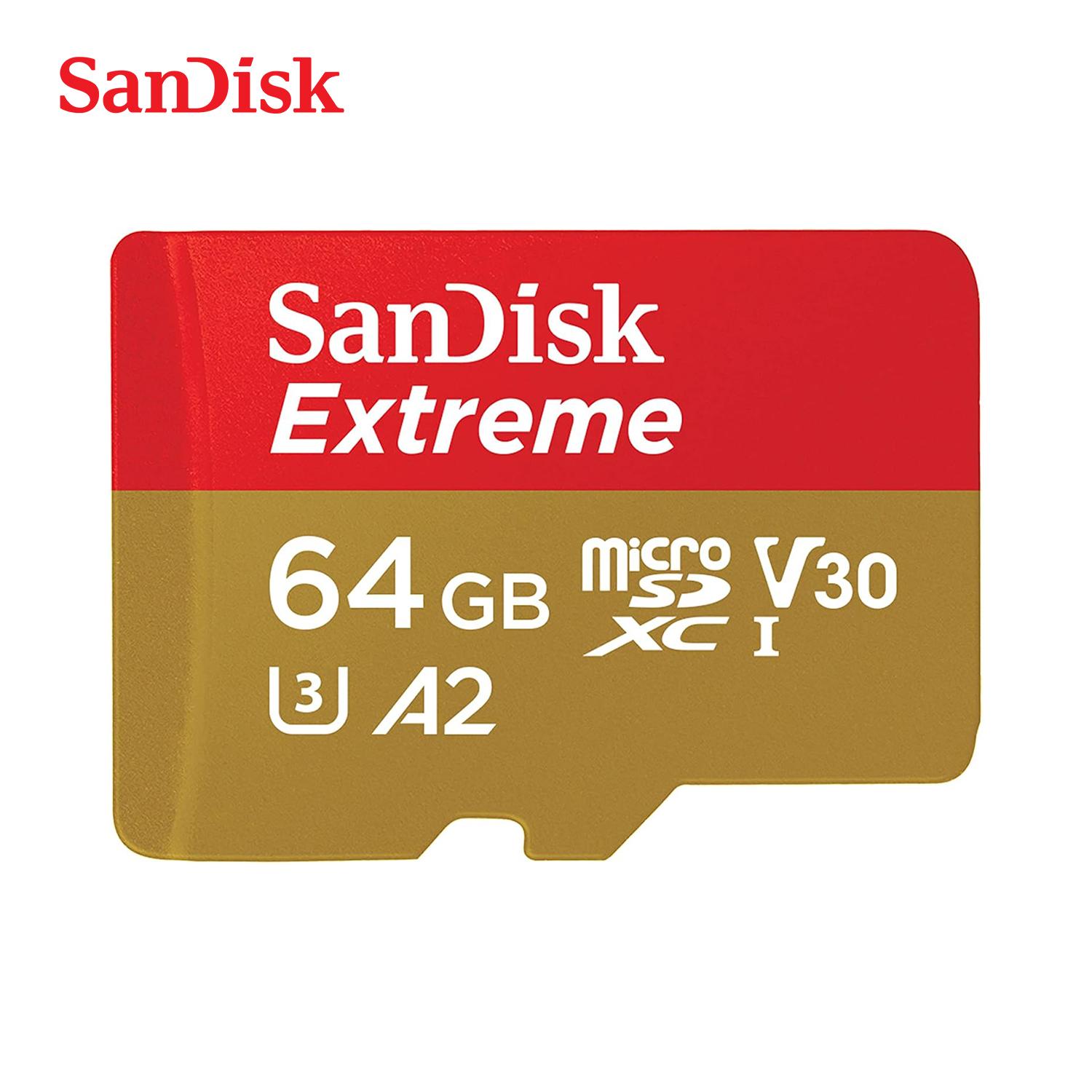 

Карта памяти SanDisk Extreme microSDXC 256 ГБ 128 ГБ 512 ГБ 64 ГБ 32 ГБ Скорость чтения 100 МБ/с TF-карта U3 UHS-I 4K UHD Карта Micro SD для телефона, камеры, GoPro 64GB