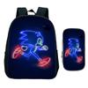 Straight Hair Animation Digital Printing Children'S Two-Piece Set Backpack Pencil Bag Primary And Secondary School Schoolbag