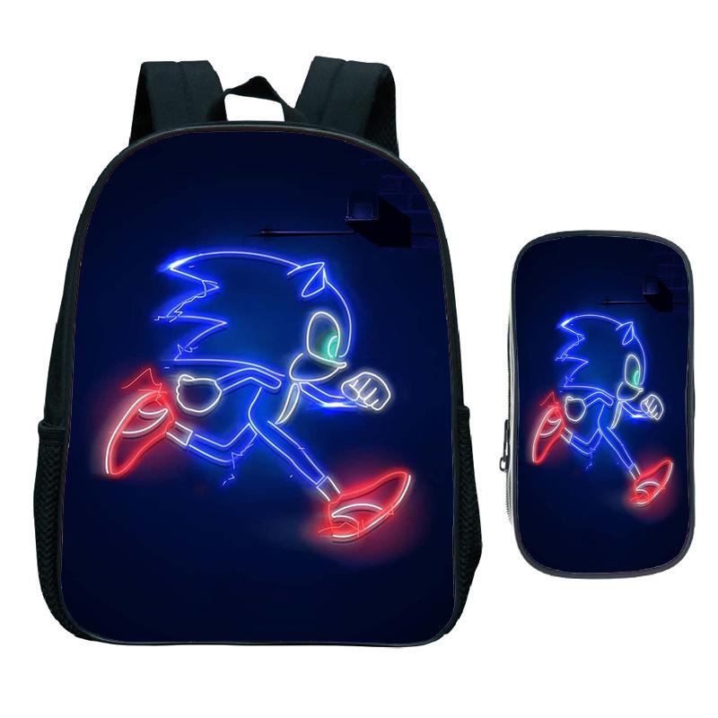 Straight Hair Animation Digital Printing Children'S Two-Piece Set Backpack Pencil Bag Primary And Secondary School Schoolbag