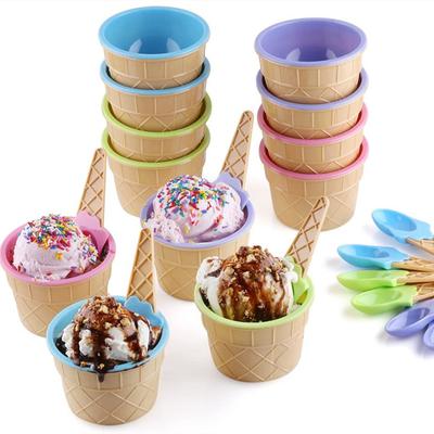 1PCS Color Cute Ice Cream Cups Kids Ice Cream Bowl Spoon Set Durable Children Gift Dessert Bowl Play House Toy DIY Kitchen Tools
