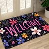1pc WELCOME Doormat with Colorful Floral Accents, Adding Warmth and Vitality To Your Doorway. Made of Soft and Comfortable Flannel Material, Suitable