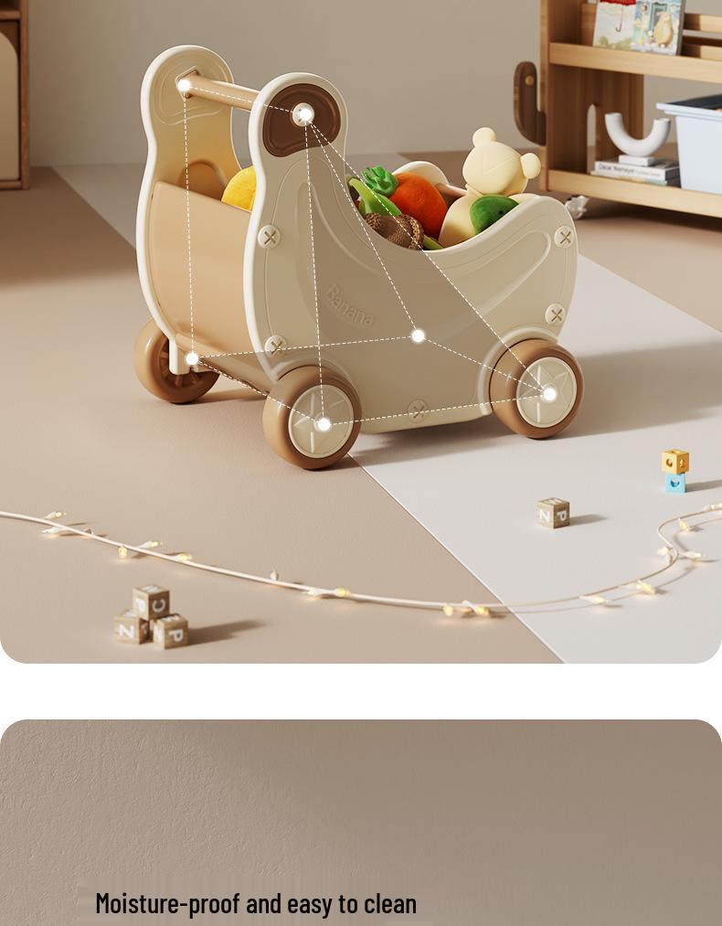 Banana-Themed Children's Toy Cart: Early Education Puzzle & Role-Playing Storage Organizer