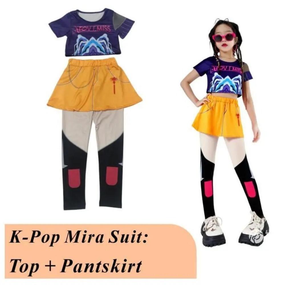 Children Zoey Mira Rumi Demon Hunters Cosplay Costume for Girl Halloween Movie K-Pop Group Idol Role Play Flying Sleeve Dress