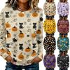 Women's Long Sleeve Halloween Printed Crewneck Sweatshirt Top Casual Pullover