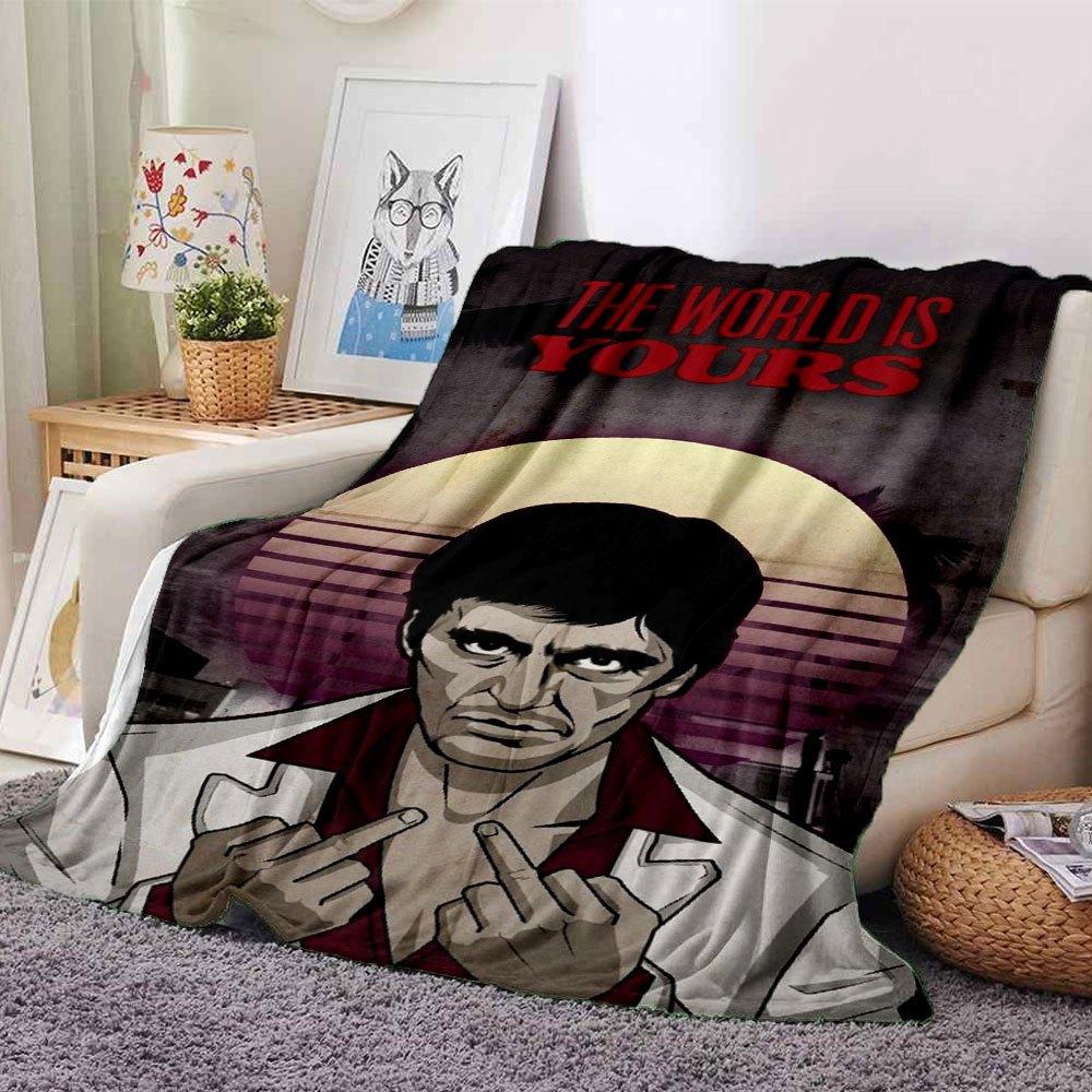 

1pc Scarface-Inspired Flannel Blanket - Soft Cozy All-Season Throw for Bedroom, Sofa, Camping, Travel - Perfect Gift for Movie FansB37 80cmx120cm(31inx47in)
