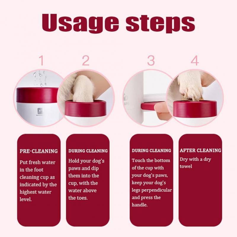 Dog Paw Cleaner 360 Rotation Portable Automatic Soft Silicone Dog Foot Washer In Pink with Handle Pressure Massage