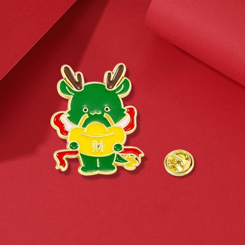 Retro Zodiac Products, Guochao Cartoon Faucet Brooch, Piercing Horse Needle, Oriental Dragon Men'S Suit Accessories Badge