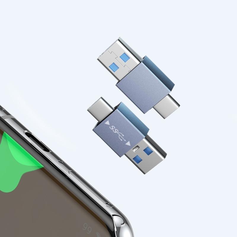 2 Stück tragbarer Typ-C-zu-USB-3.1-Konverter, Stecker auf Stecker, mit doppelter Funktionalität für Smartphones und Laptops