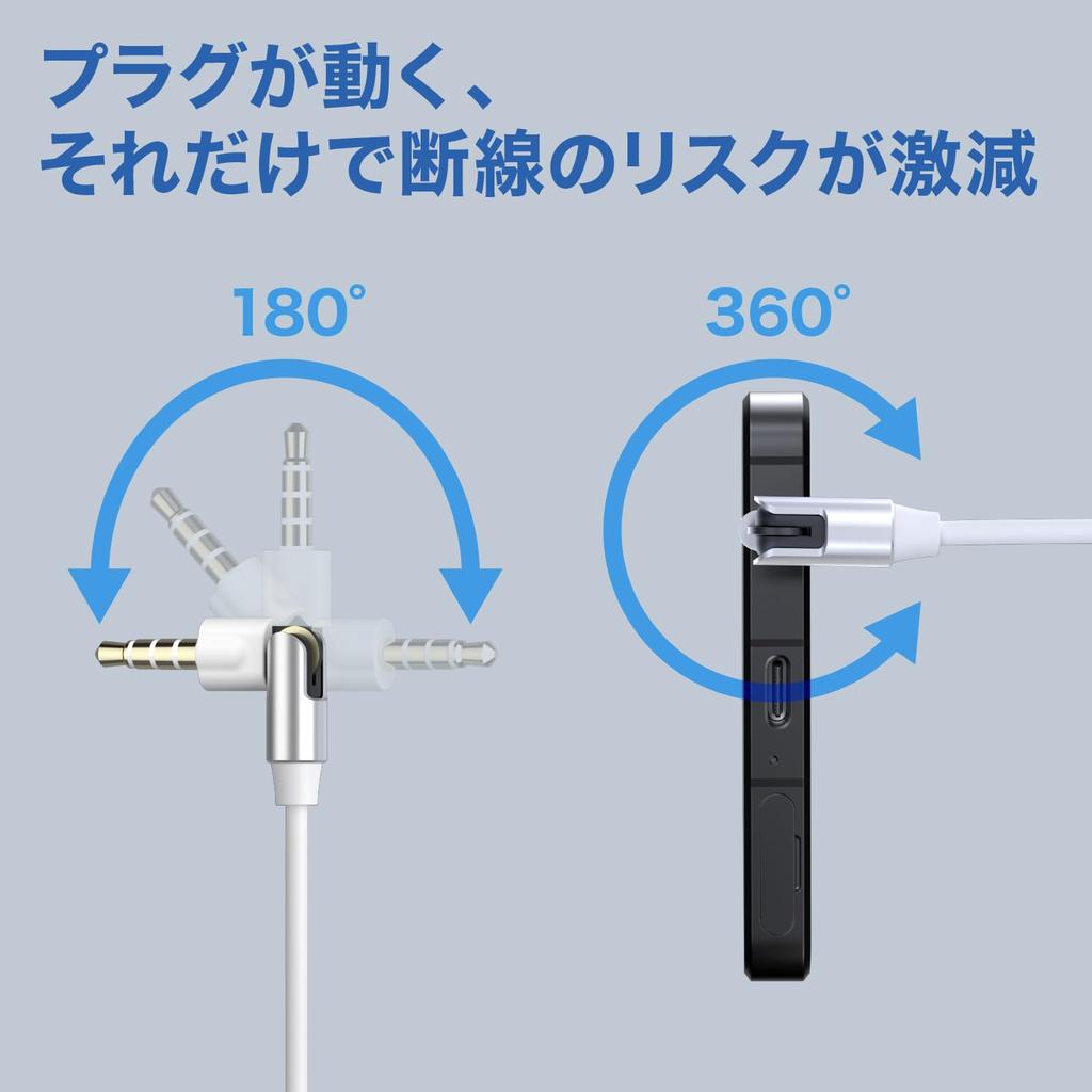 Smart Swing Wired Earphones with 3.5mm Mic 180-Degree Swing Plug for Preventing Disconnections Supports Calls and Music Includes Mic & Remote