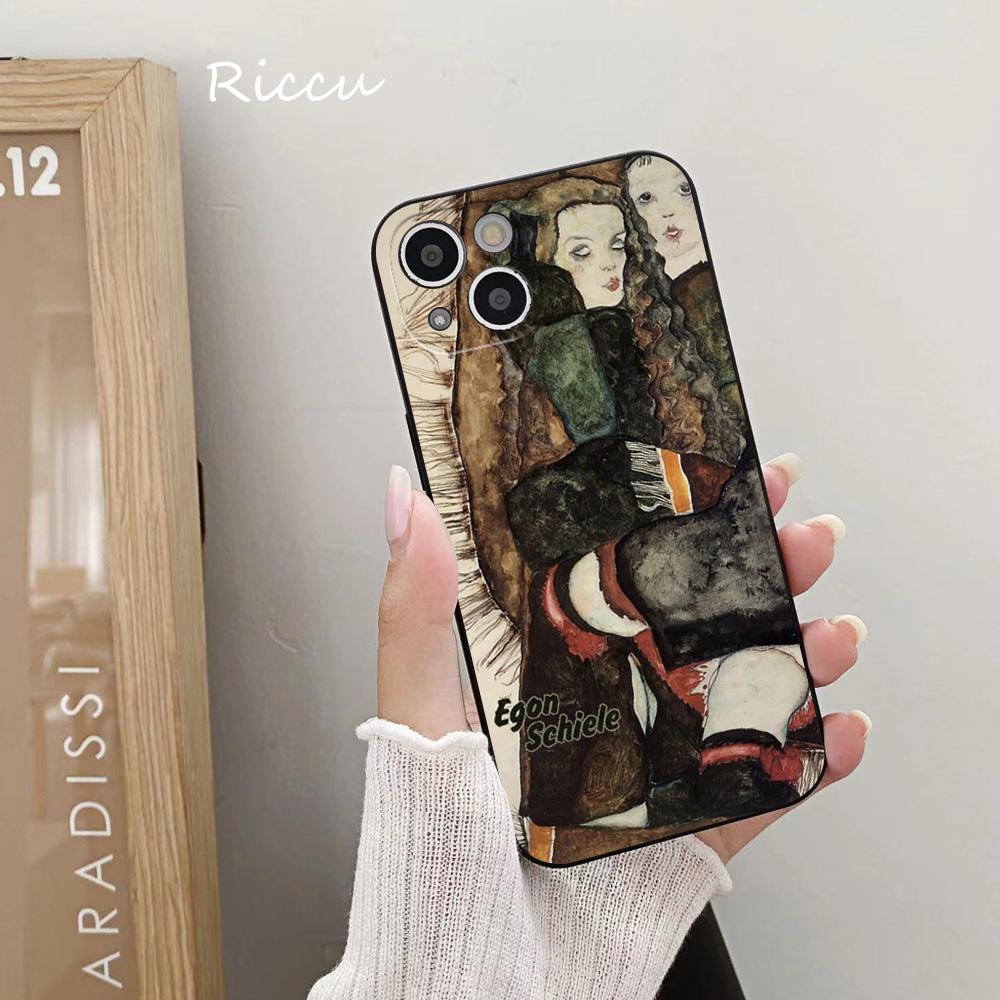 

Мягкий чехол для iPhone 14 Egon Schiele Art для Iphone 14 11 12Pro 8 7 Plus X 13Pro MAX XR XS Чехлы iphone 14 pro