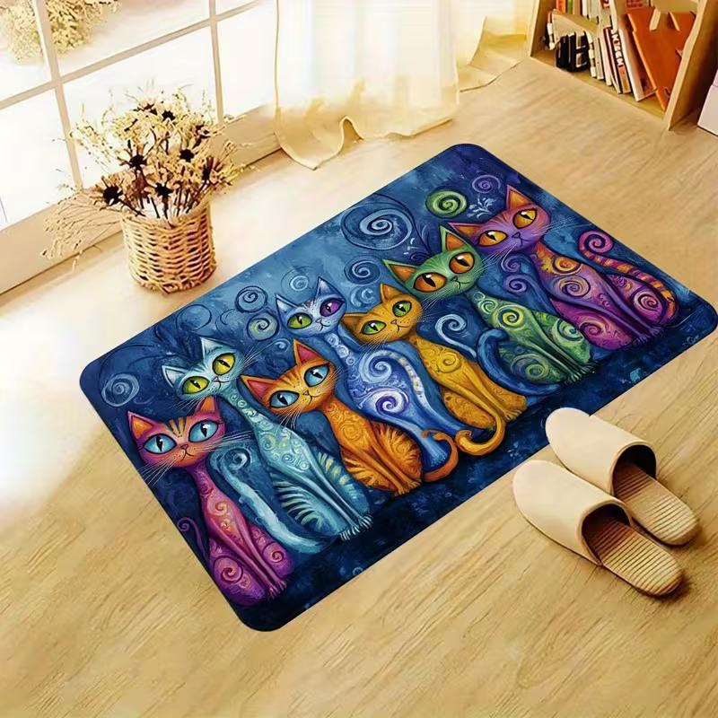 

1pc Cat-Themed Floor Mat for Entryway Bathroom & Dining Non-Slip Rug with Umbrella Kitten Rain Indoor Mat for Cat Zone Decor 40cm x 60cm