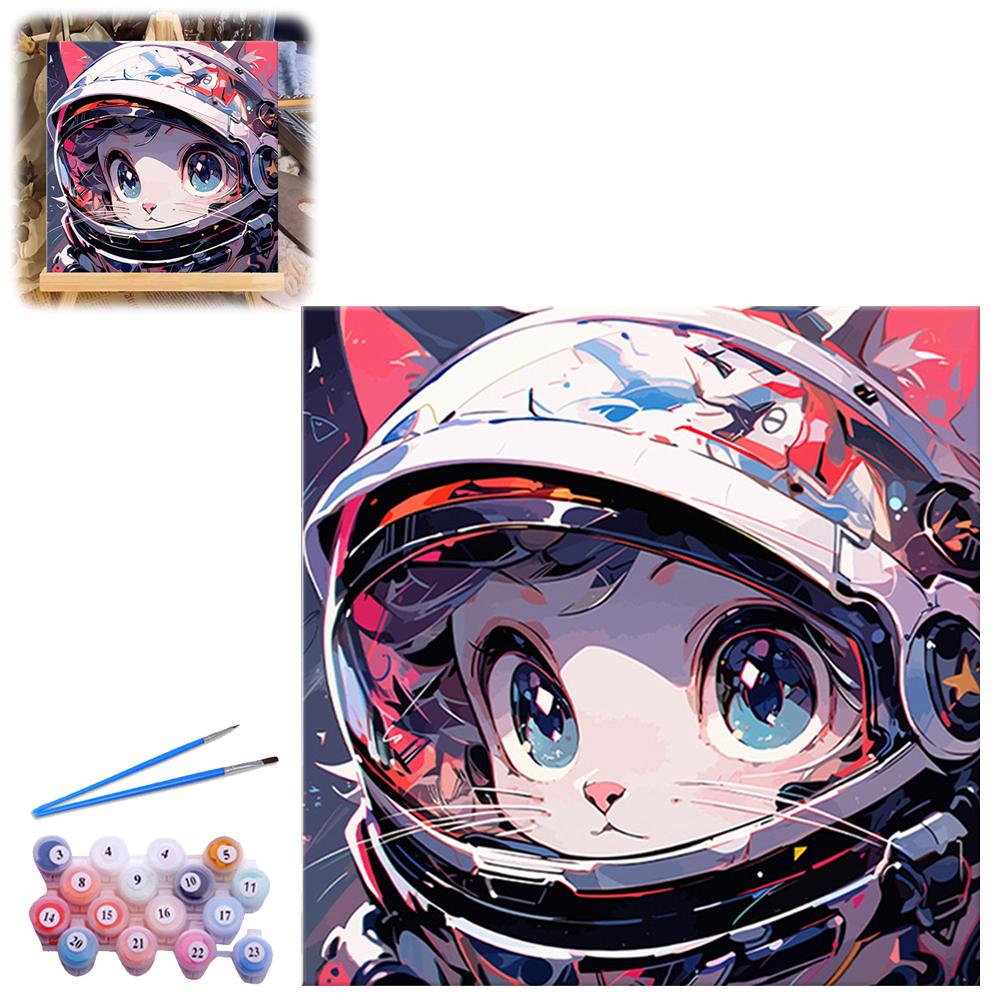 

ainting By Number Kits Colorful Cats Helmet Cat Cycling Cat Living Room DIY Digital Oil Painting Animals Coloring Artcraft New