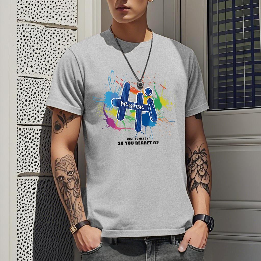 Men s Casual Crew Neck Short Sleeve Loose Printed Top Pure Cotton T-Shirts Men’s S