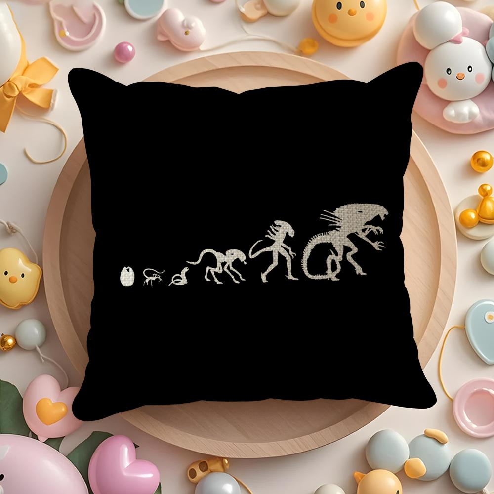 Horror Movie A-Alien Cushion Cover Linen Organic Fabric Double-Sided Printing Breathable Pillow Case Sofa Home Decor Gift