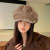 Autumn and Winter Hat Women's New Plush Cap Fashionable Warm Windproof Ear Hat Imitation Fur Octagonal Hat