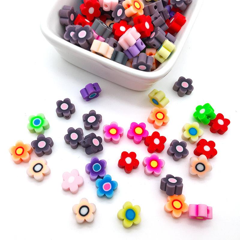 Diy Soft Pottery Bead Separation Mixed Color Fruit Cartoon English Letters Perforated Loose Beads, Sliced Bracelet Material