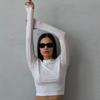 Shoulder pads European and American women's casual long-sleeved t-shirt spring and autumn solid color slim-fit jumper t-shirt women's street bottomin