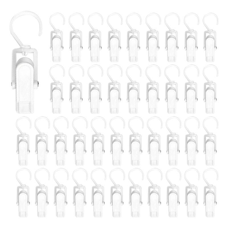 

AEE4-50Pcs Multifunctional Plastic Clip Store Clothes Clip Rotating Hook Curtain Storage Clip Household Rotating Sock Clip белый
