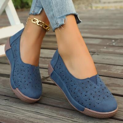 Summer Fashion Hollow Solid Color Slope Heel Thick Sole Women's Casual Shoes Breathable Fashion Women's Shoes
