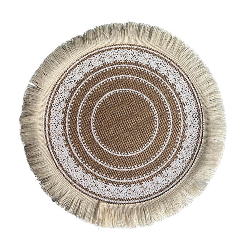 Jute Ins Style Nordic Woven  Placemat Table Napkin Dinner Cover Holiday Atmosphere Decoration