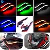 2 Stück Motorrad Frontseiten-Spoiler Winglets Aerodynamisches Flügelset Feste Windabweiser mit LED-Licht Klebe-Dekoraufkleber