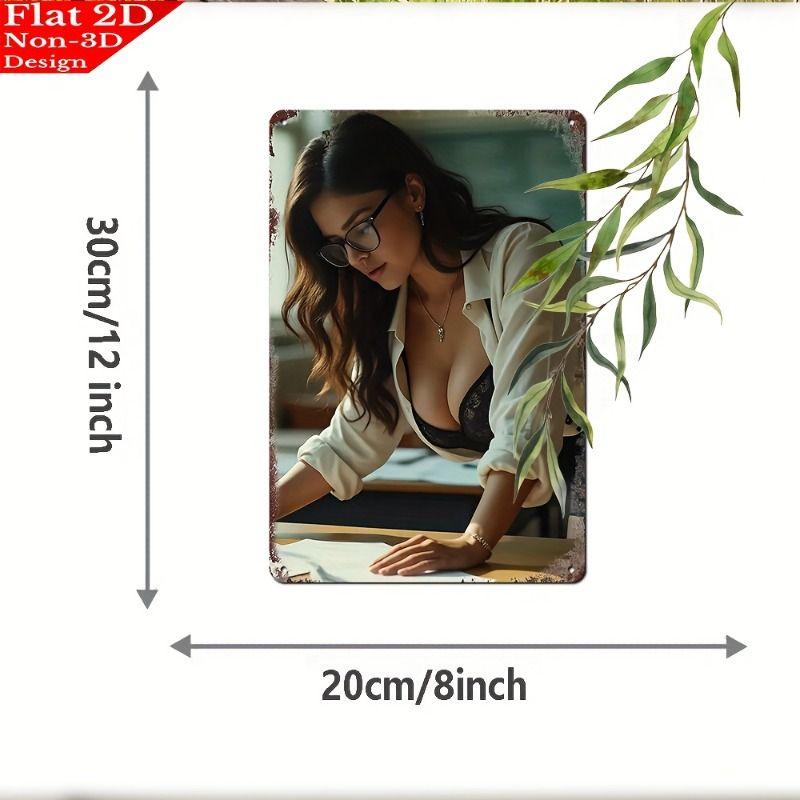 Vintage Kvinlig Silhuett Metall Logotyp för Bar & Garage