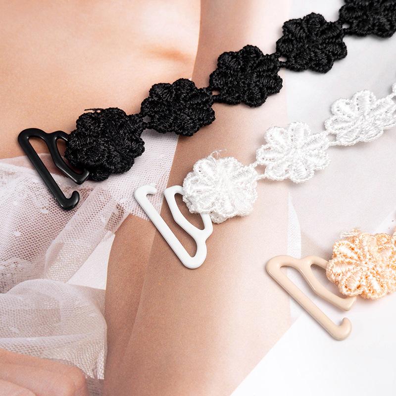 1Pair Lace Flower Decor Bra Straps, Adjustable Versatile Anti-Slip Shoulder Strap For Women'S Lingerie And Bra Accessories
