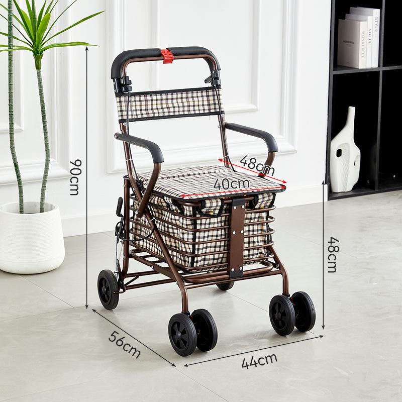 Foldable Mobility Scooter: Pushable & Rideable Elderly Walker with Four Wheels, Portable Shopping Assistant