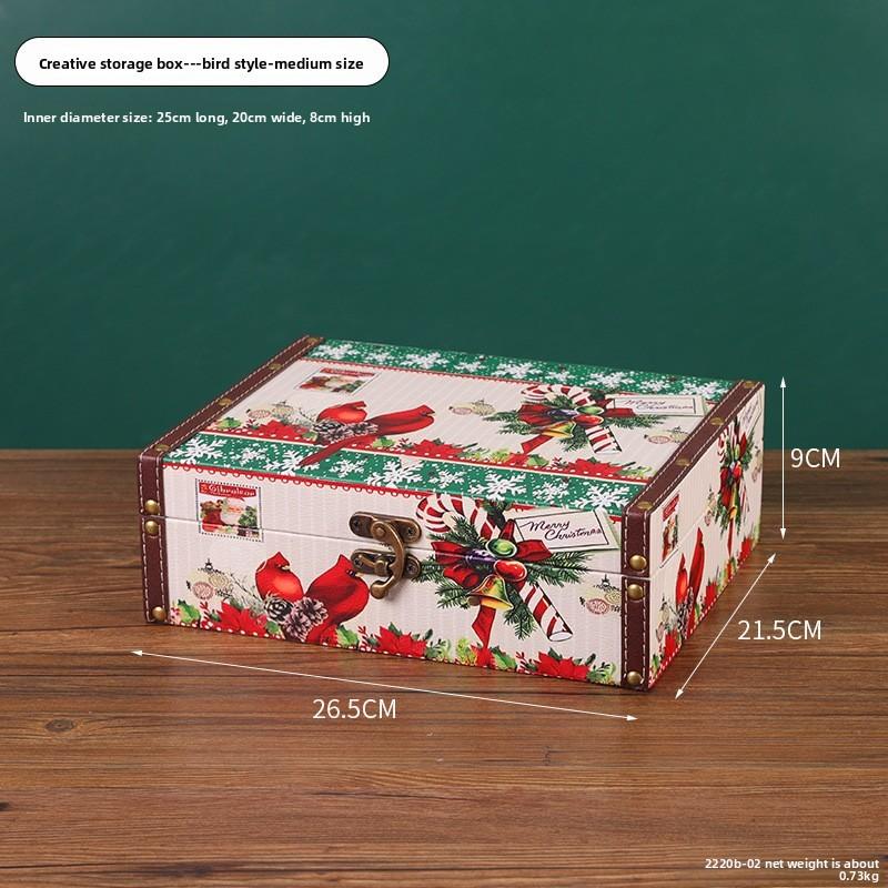 Christmas Wood Leather Storage Box With Lid For Home Organization And Holiday Decor