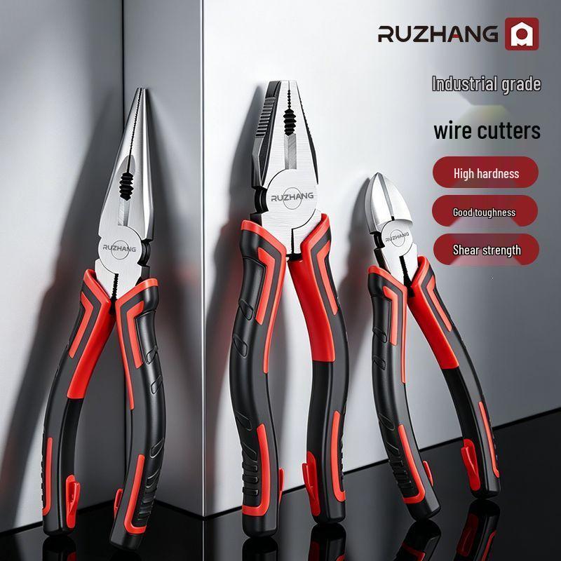 Multi-Functional Industrial-Grade Steel Wire Pliers: Diagonal Cutter, Needle Nose, and Labor-Saving Electrician Pliers with High Hardness