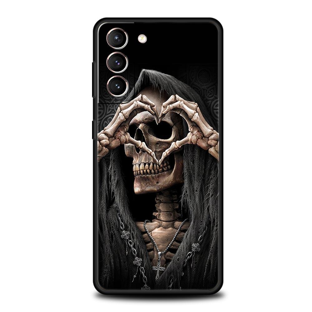 Skull Skeleton Grim Reaper Fashion Phone Case For Samsung Galaxy S24 S23 S22 S20 Ultra S21 FE 5G S10 S9 Plus S10E Silicone Cover