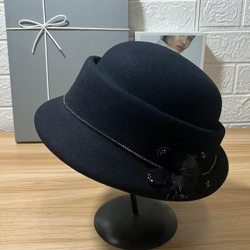 Autumn and Winter Intellectual Elegance Wool Pot Hat Retro Bud Hat Autumn and Winter Three-dimensional Flower Beret Small Fragrance Top Hat