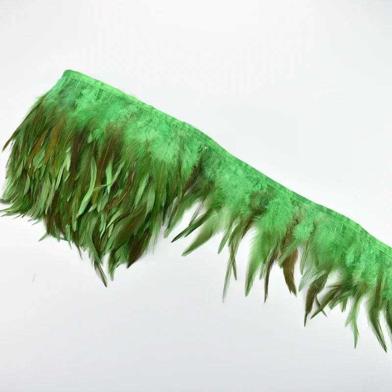 10Meters Saddle Pheasant Feathers Fringe for Clothes Ribbon Cock Feather Trim Flecos Tassel Needlework Decoration Sewing Decor