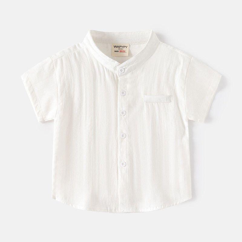 Half Sleeve Summer Boys' Stand Collar Cotton Tops Shirt