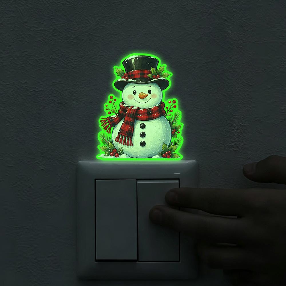 Retro Cartoon Hat Snowman Living Room Entrance Switch Sticker Home Decoration Lighting Night Light Sticker